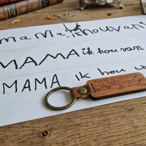 Gepersonaliseerde Houten Sleutelhanger met Eigen Tekst of Tekening